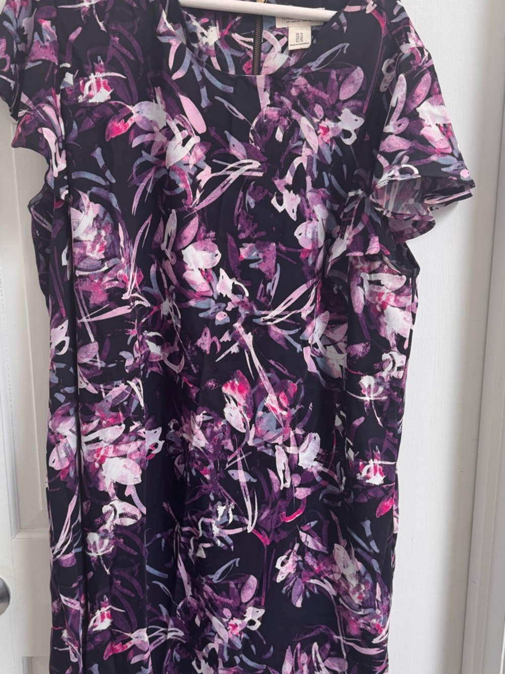 Rachel Zoe Black Dress with Purple Floral Print